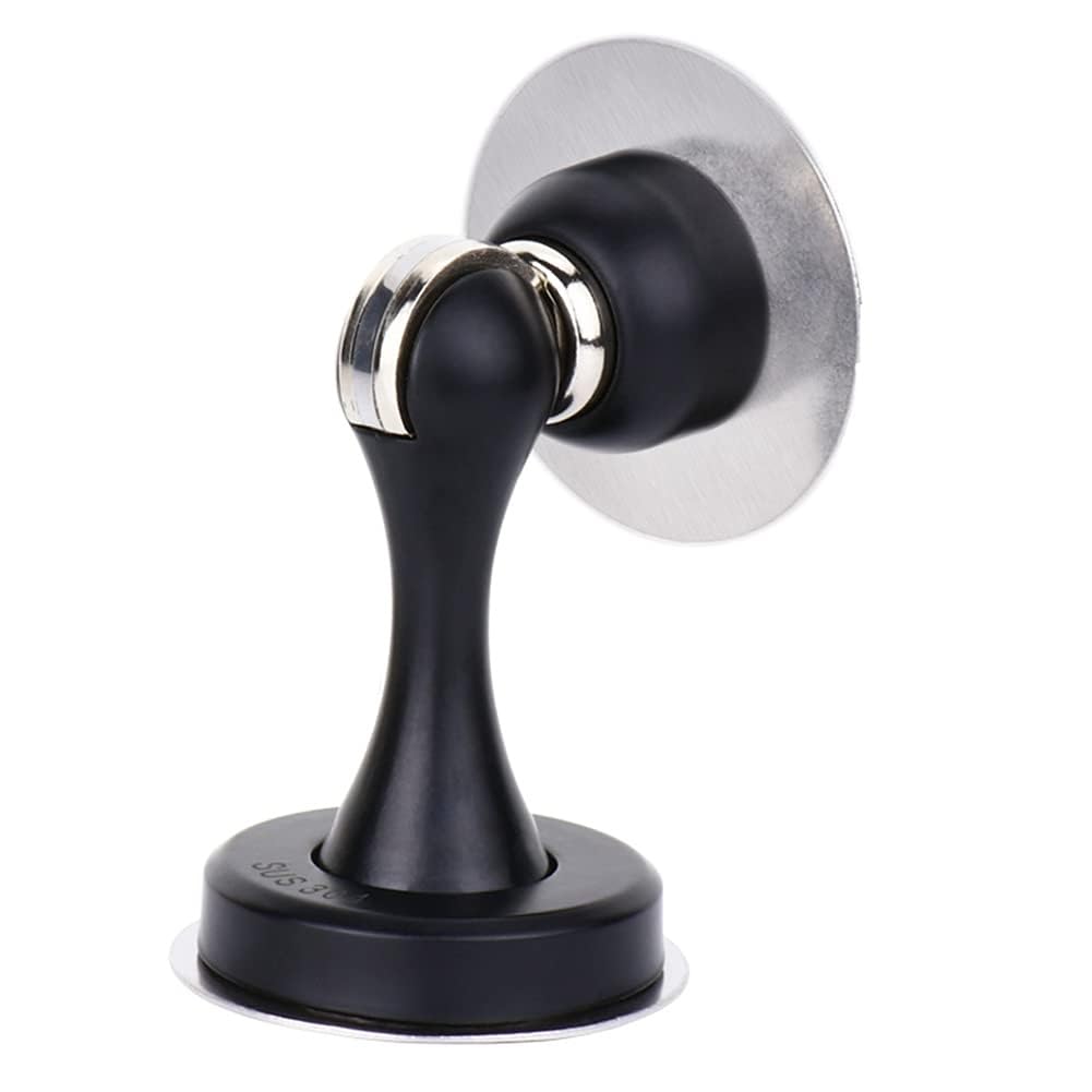 Luercher Nero Door Stop Door Stopper Magnetic Door Stop Stainless Steel Magnetic Door Catch No Drilling Screws 3M Adhesive Tape(Nero)