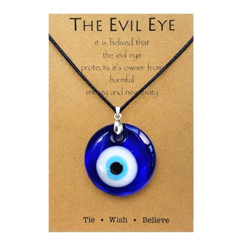 Long tiantian Evil Eye Necklace for Women Evil Eye Pendant Necklace Leather Rope Glass Inspirational Jewelry Birthday Gifts