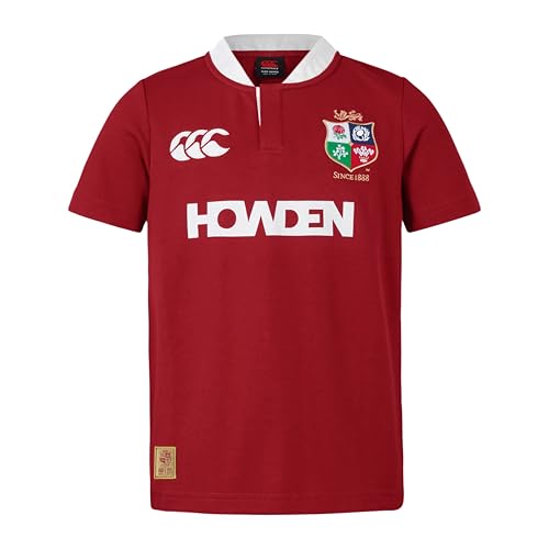 British & Irish Lions Canterbury Junior Unisex Official Canterbury Short Sleeve Classic Rugby Jersey, Red Dahlia, 10 Years