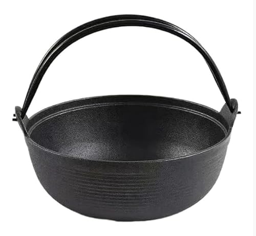 すき焼き鍋 焚き火鍋 鋳鉄鍋 南部鉄器 バージン鋳鉄 電磁調理器と直火調理が可能です オプション すき焼き鍋は丈夫なスチールハンドルをし、ファミリーキャンプ、こびりつきに (27cm,単釜)