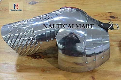 Medieval Gothic Warrior Pauldrons Shoulder Armor Spaulder Set Silver
