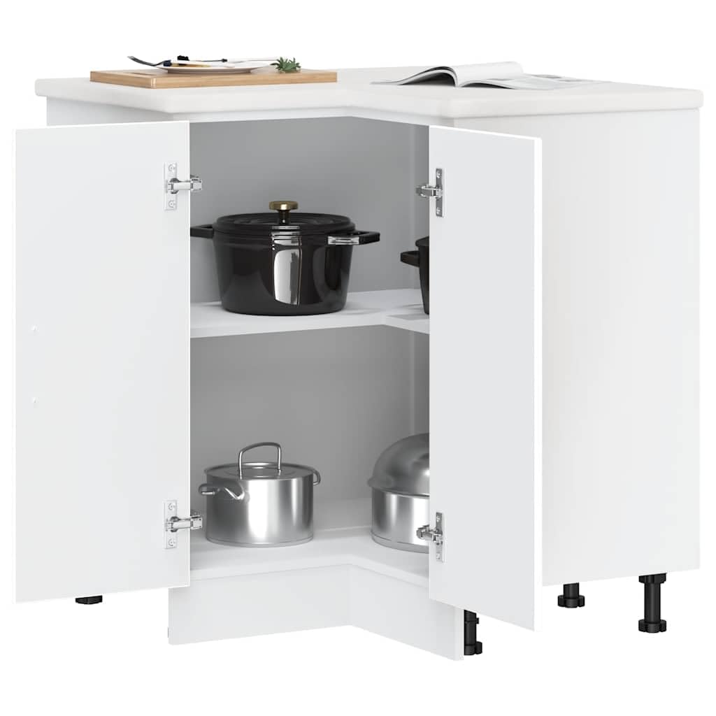 Mobile da cucina ad angolo con contenitore Porto bianco in legno ingegnerizzato