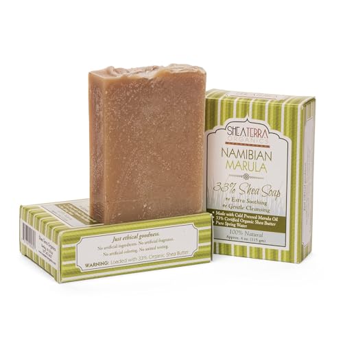 Shea Terra 33% Shea Butter Soap with Namibian Marula – All Natural, Emollient Soap Bar that Gently Cleanses, Moisturizes, and is Extra Soothing – 4.5 oz image 2