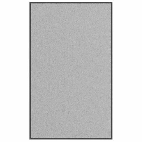 Fisinber Felpudo gris 90 x 150 cm de polipropileno resistente, base de PVC antideslizante, diseño moderno, para pasillo, entrada y exterior cubierto