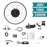 28''/ 29''/700C E-bike Conversion Kit Wheel 48V 1000W brushless Gearless Motor Electric Bike Conversion Kit 120kg Loading Capacity Electric Bicycle Kit 45-55km/h with 2 Brake Levers (Rear) - Image 3