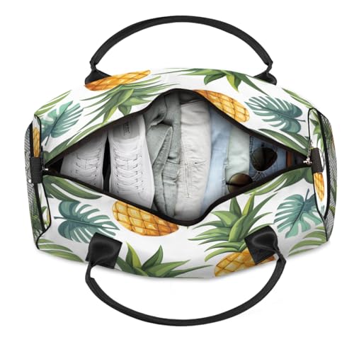Pineapple Tropical Fruit Travel Duffle Bag for Women Men Foldable Waterproof Weekender Bag Carry on Tote for Overnight Sports Gym Summer Pineapple4