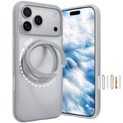 Image of TORRAS for iPhone 17 Pro Max Case Silver, 360 Magnetic Stand, O1S Series