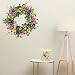Artificial Spring Summer Wreath with Pansy Flowers,Flocked Lamb Ear Leaves,Eucalyptus Leaves,Fern Branches for Front Door Indoor Outdoor Farmhouse Wall Holiday Decor, White Gift Box Included