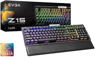 EVGA Z15 RGB Gaming Keyboard, RGB Backlit LED, Hotswappable Mechanical Kailh Speed Silver Switches (Linear), 821-W1-15US-KR
