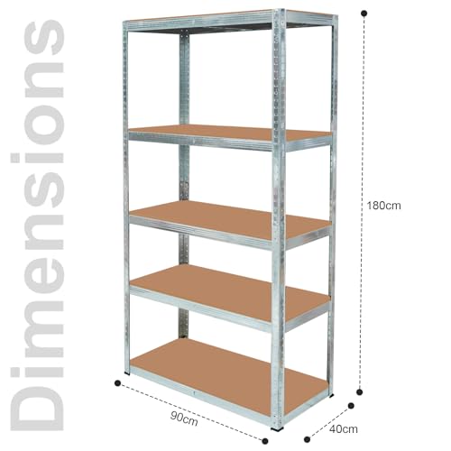 Crystals 3 X Heavy Duty 5 Tier Garage Shelving Units | Metal Shelving Unit with 175kg UDL Per Shelf | Garage Racking & Storage Solution, Metal Racking Shelving for Shed, Garage & Workshop 180x90x40cm 2 Crystals 3 X Heavy Duty 5 Tier Garage Shelving Units | Metal Shelving Unit with 175kg UDL Per Shelf | Garage Racking & Storage Solution, Metal Racking Shelving for Shed, Garage & Workshop 180x90x40cm - Image 2