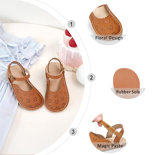 Image of Otter MOMO Girls Open Toe Princess Flat Sandals with Comfort Sole Summer Sandals