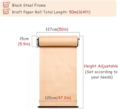 Porte-Rouleau de Papier Kraft 127cm Mural : Solution de Découpe Fluide pour l'Expédition - 7
