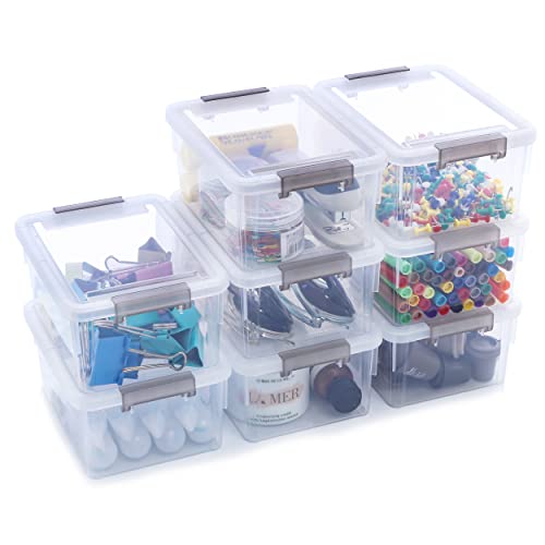 Image of 8Packs 1.3Qt Small Storage Bins with Lids,Stackable Clear