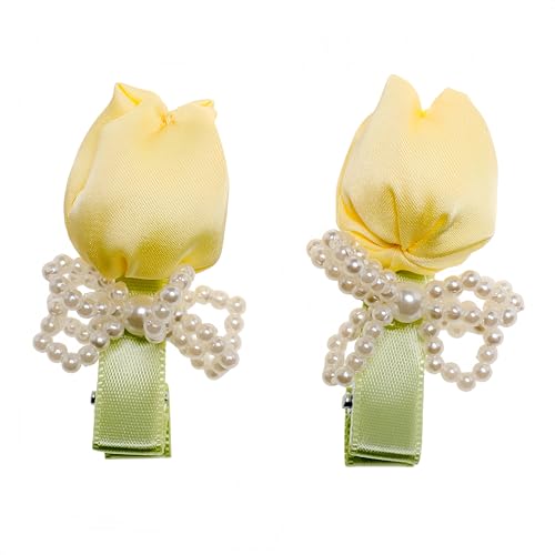 Pinzas para el cabello con moño 3D y flores falsas, 2 piezas miniatura 1