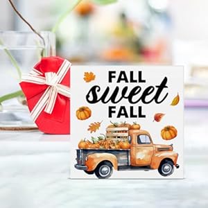 Falldecorpumpkintruckwoodenboxsignfallsweetfalldecorationsrustichomedeskshelftabletopdecor5x5inches  Urban Country Home Decor Fall decor pumpkin truck wooden box sign fall sweet fall decorations rustic home desk shelf tabletop decor 5 x 5 inches  urban country home decor