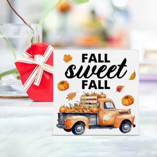 Falldecorpumpkintruckwoodenboxsignfallsweetfalldecorationsrustichomedeskshelftabletopdecor5x5inches  Urban Country Home Decor Fall decor pumpkin truck wooden box sign fall sweet fall decorations rustic home desk shelf tabletop decor 5 x 5 inches  urban country home decor