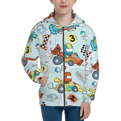 Cartoon Car Racing Kids Pullover Hoodies Boys Zip Up Sweatshirts Girls Athletic Clothes with Pocket3