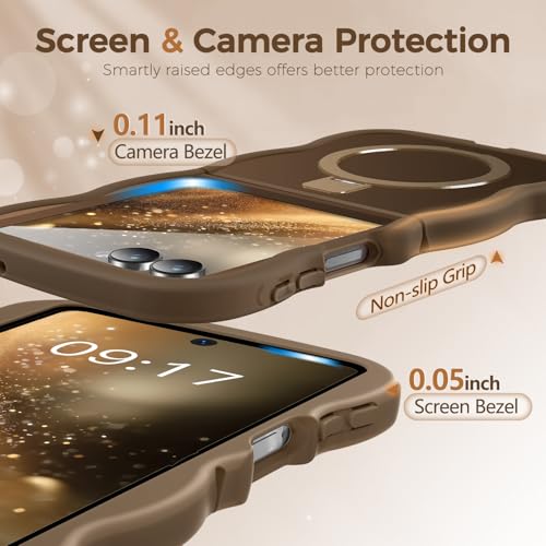Image of Cute Wavy Magnetic Stand Case for Galaxy Z Flip 7 Fit for MagSafe