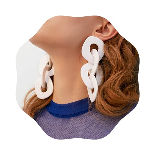 Wekicici Acrylic Drop Dangle Earrings Chunky Long Link Chain Dangle Earrings Punk Drop Statement Acrylic Earrings for Women