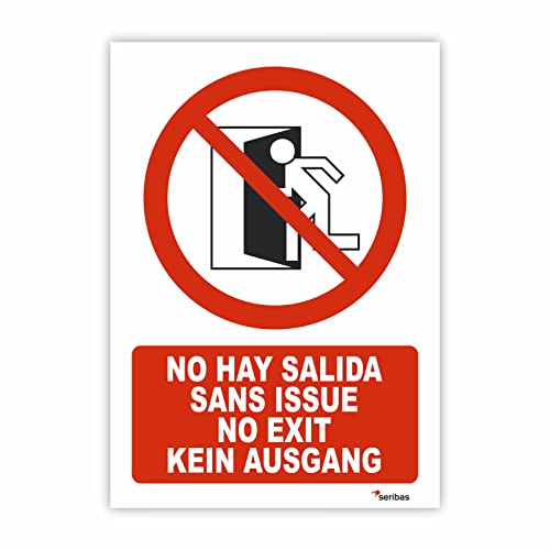 Seribas Señal No Hay Salida - Medidas 21x30 cm - PVC Glasspack 0.7mm - Carteles Homologados - Ideal Interior o Exterior - Resistente y Duradero - Indicación Prohibición