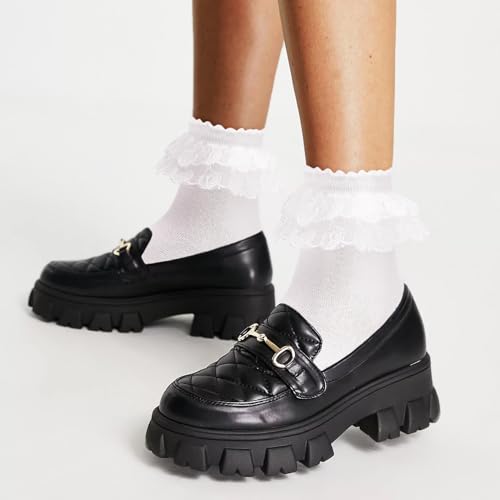Image of Komorebi Big Ruffle Ankle Socks Women-Lace Frilly Cute Socks-Soft Cotton Girls Sock
