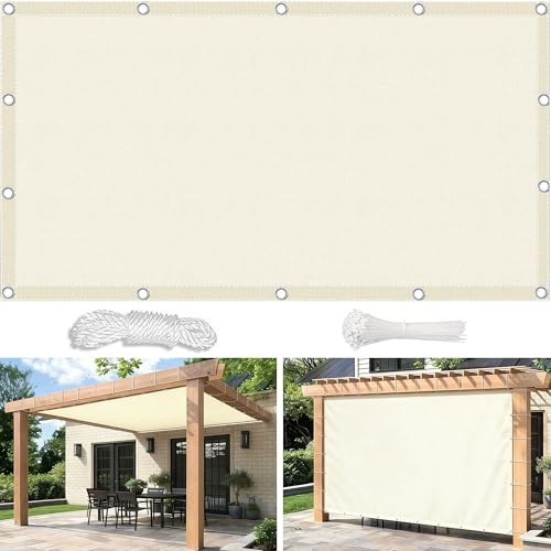 Toldo Vela de Sombra 2.5x3.8M Rectangular Impermeable Toldos Exterior Terraza Protección Rayos UV Resistente al Desgarro para Terraza Balcon Exteriores Jardín con Ojales Cuerda Fijación Crema