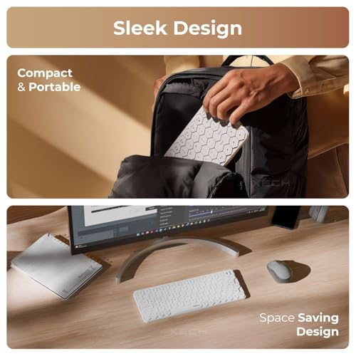 Image of Xech Hive Wireless Bluetooth Keyboard for Laptop & PC | Mini Portable Keyboard for Tablet & Mobile | 83 Honeycomb Keys | Rechargeable Type-C | Small Wireless Keyboard (White)