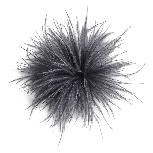 Baesics Feder Brosche Anthrazit - Damen Fluffy Straußenfeder Anstecker Vintage Stil Hutaccessoire Braut Hochzeit Party Fasching Haarclip Fascinator...