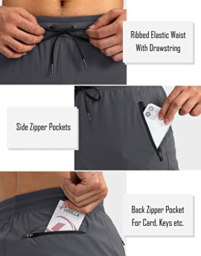 Pudolla Men's Lightweight Jogger Pants Workout Running Tapered Joggers For Men With Zipper Pockets For Athletic Travel Casual(Dark Grey Medium) #TOP3