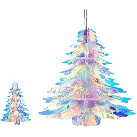 Iridescent Christmas Tree Ornament Hanging Decoration, Foil Ceiling Decorative Hanging Ornaments for Christmas Bridal Shower Wedding Birthday Frozen Theme Party Fairy Princess Rainbow Show Cover