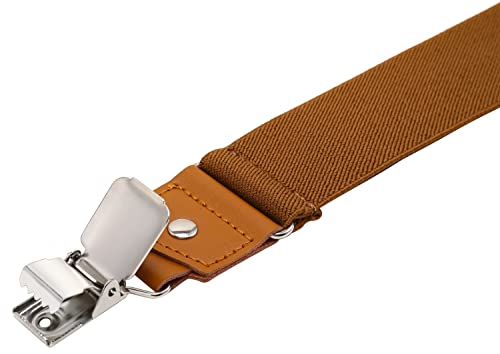 Sunnytree Suspenders For Men Y Back Adjustable Elastic With Strong Clips 47 Inches Brown #TOP3