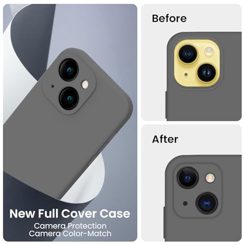 Image of FireNova Designed for iPhone 14 Case, Silicone Upgraded [Camera Protection] Phone Case, Soft Anti-Scratch Microfiber Lining Inside, 6.1 inch, Space Gray