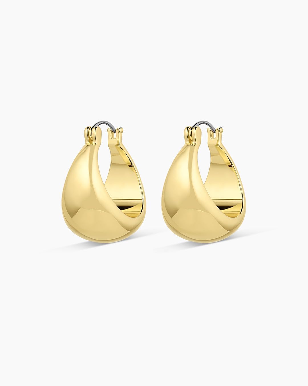 gorjana - Banks Hoops 9/16" Width - 18k Gold Plated - Stylish Teardrop Design - Enhances Any Ensemble - Lightweight Comfort - Versatile Day-Night Wear - Gift Making - Secure Hinge Closure