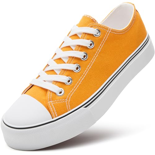 Image of ZGR Womens White Tennis Shoes for Women,Low Tops Lace up Canvas Sneakers