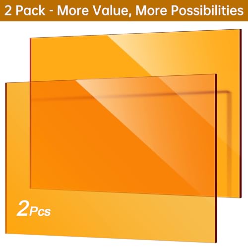 Image of Orange Acrylic Sheet 12 inch x 16 inch x 1 /8 inch, ALCCIFI Cast Plexiglass Sheet for Laser Cutting & Engraving, 2 Pack Translucent Acrylic Board for Cricut, Signs & DIY Projects,