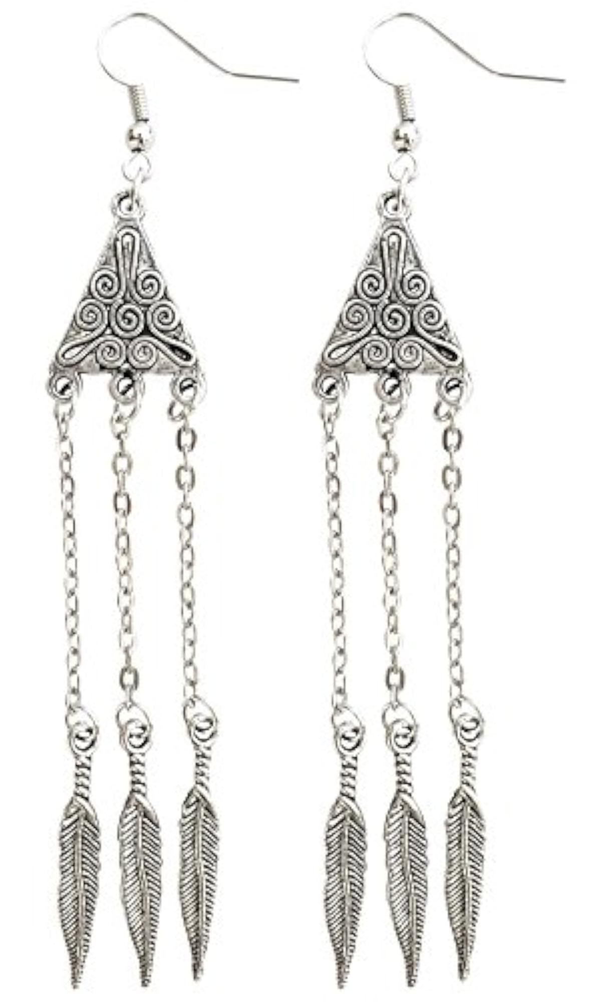 Oxidized Silver Tone Long Earrings for Girls