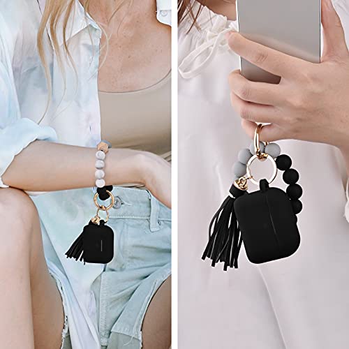 Image of Filoto Silicone Case for Airpods 3 (2021) with Bracelet Keychain, Cute Protective Case for Apple Air Pod 3 Wireless Charging, Black