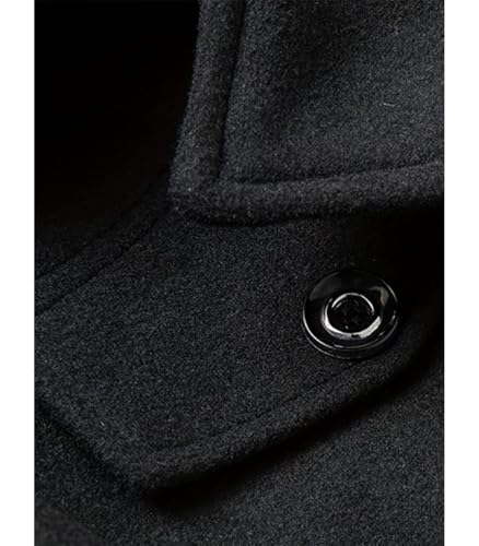 Image of INVACHI Men's Wool Blend Coat Single Breasted Trench Coat Thermal Business Winter Coat with Removeable Collar