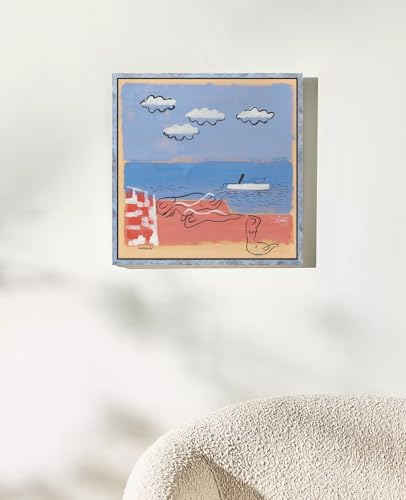 Image of 8x8 Canvas Floater Frame for Coastal Print,0.9 inch Deep,Distressed Blue