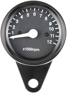 Motorcycle Odometer DC12V Universal Motorcycle Tachometer Odometer Mini Electronic Tach Meter Speedometer Dashboard Gauge Backlight 12000 RPM
