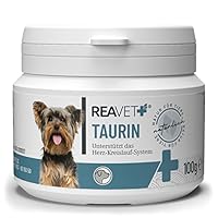 ReaVET Taurin für Hunde 100g – Unterstützung des Herz-Kreislauf-Systems, Taurin Pulver 100% rein, Aminosäuren unterstützen Abwehrkräfte & Zellstoffwechsel