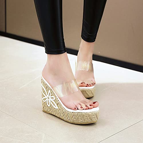 VOKLIN Women's Fashion Clear Espadrilles Wedges Sandals Open Toe Slip On Platform High Heels Dress Sandal4