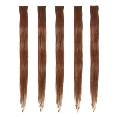 5pcs Dark Auburn Copper Brown Clip in Hair Extensions 100%