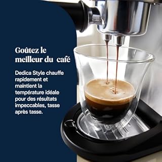 De'Longhi Dedica Style EC685.M, Machine à Expresso avec Buse à Mousse de Lait Professionnelle, Seulement 15 cm de Large, Réservoir de 1 L, Boîtier en Métal, Compatible avec les Dosettes E.S.E, Métal