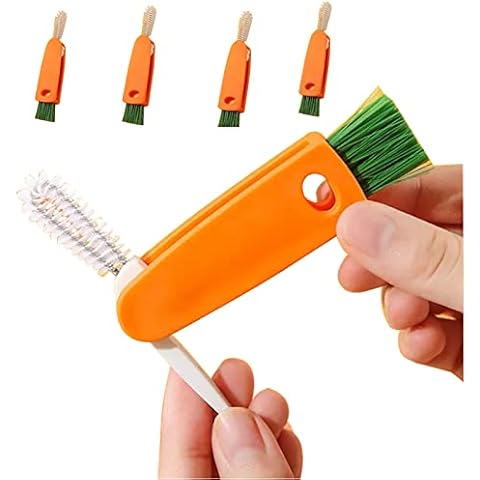 4 PCS 3 in 1 Multifunctional Kitchen Mini Cup Glass Cover Cleaning Brush, Bottle Cleaning Brush Set Multipurpose Bottle Cleaner,Cup Cover Lid Groove Cleaner Home Kitchen Washing Tool Cover