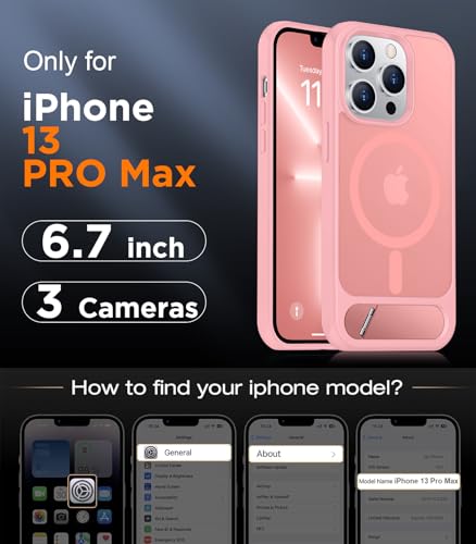 Image of Magnetic Compatible with iPhone 13 Pro Max Case, [Built-in Invisible Kickstand][Compatible with MagSafe][Military Grade Shockproof] Slim Translucent Matte Phone Case for iPhone 13 Pro Max 6.7 inch