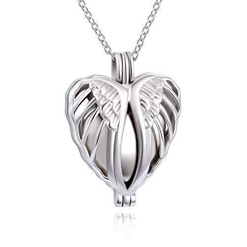 925 Sterling Silver Angel Wings Memorial Urn Locket Necklace for Ashes Jewelry Cremation Necklaces