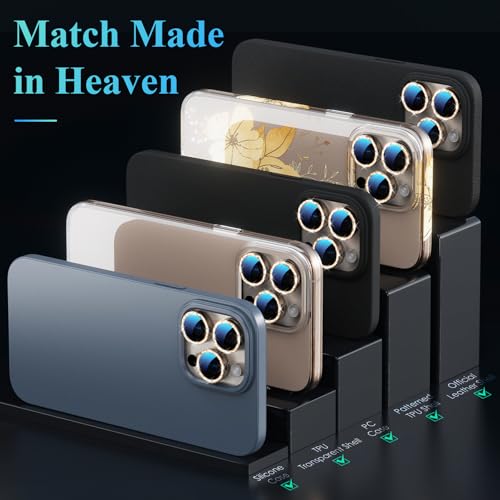 YWXTW Designed for iPhone 16 Pro/iPhone 16 Pro Max Camera Lens Protector Bling, [New Glitter Design] Individual Metal Tempered Glass Camera Cover Accessories Case Friendly (Desert Titanium) — view 6