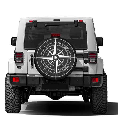 Image of Delerain Compass with Wind-Rose Spare Tire Covers for RV Trailer SUV Truck and Many Vehicle, Wheel Covers Sun Protector Waterproof (15 Inch for Diameter 27 inch-29 inch)
