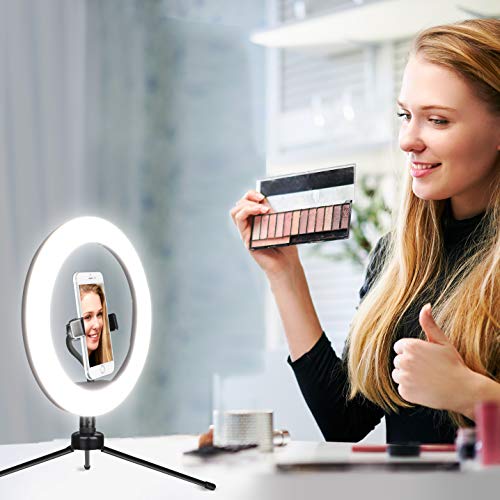 Anel de luz de LED Aduro U-Stream de 25,4 cm com suporte, luz de mesa para transmissão em casa, anel